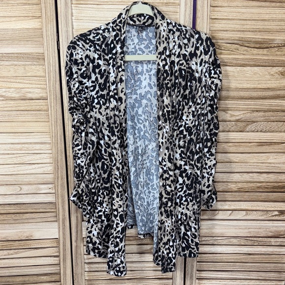 Elementz Sweaters - Elementz Animal Print Open Cardigan Scrunch Sleeves XL